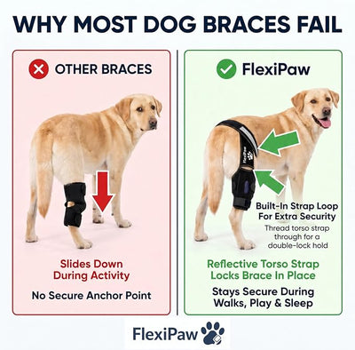 Dog Knee Brace for Torn ACL Hind Leg CCL, Luxating Patella & Hip Support with Cold Therapy, Stabilizer Rods, Anti-Slip Torso Strap & Reflective Trim Rear Leg Brace (Large)