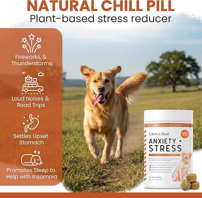 Calming Chews for Dogs - 30 Peanut Butter Melatonin Dog Sleep Aid & Calming Dog Treats with Thiamine, L-Tryptophan & Ginger
