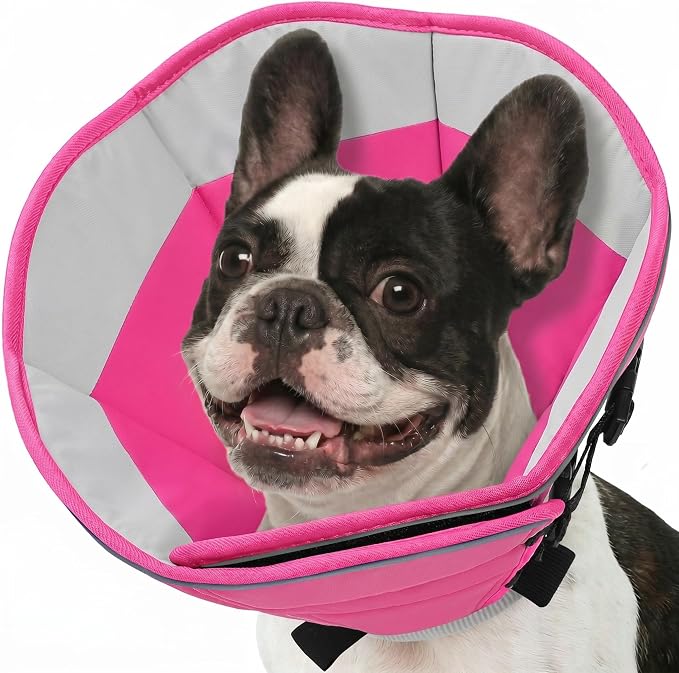 Dog Cone Collar, Adjustable Cone for Dogs to Stop Licking, Soft Dog Cone Alternative for Small Dogs, Pet Recovery Collar After Surgery with Quick Release Buckle, Pink S