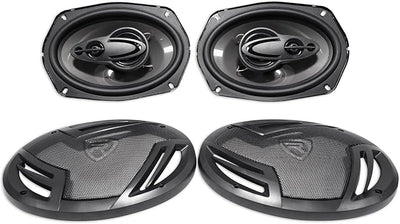 Rockville Pair RV69.4A 6x9 4-Way Car Speakers 1000 Watts Bundle with METRA 82-3004 6x9 Speaker Adapter Bracket Plate & METRA 72-5600 Speaker Wire Harness Connector Compatible with Ford (3 Item)