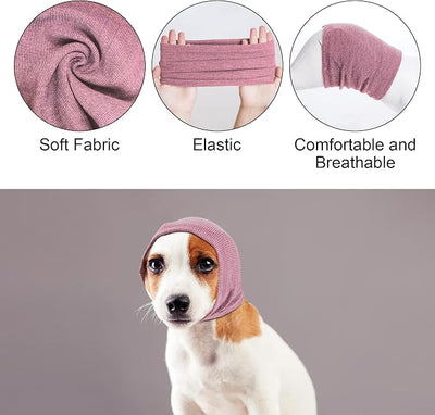 Rbenxia Dog Ear Muffs - Noise Protection & Warm Winter Ear Scarf (Pink, Small)