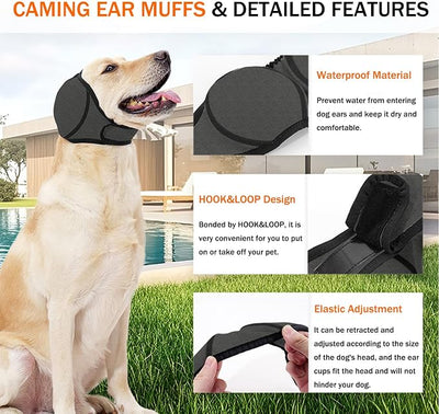 SEIS Calming Dog Ears Cover, Swimming Waterproof Pet Ear Caps, Large Dog Shower Cap for Ear Protection for Bath for Grooming (Gray, L (Head Circumference 18"-24"))