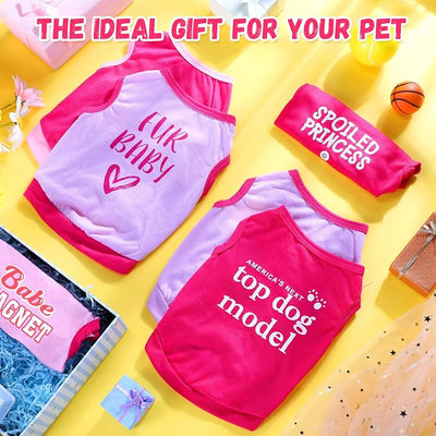 Jexine 6 Pack Chihuahua Dog T Shirt Girl Dog Puppy Clothes Breathable Outfit Pet Costume Summer Cat Clothes Dachshund Puppy Accessories Printed Shirts(Large)