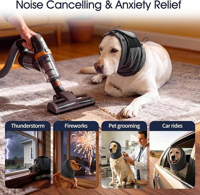 IECOii Small Ear Wrap Dog Ear Cover for Noise Protecion(Gray,Small) | Doggie Calming Hoodie for Anxiety Relief in Thunder Firework Breathable Soft No Shake Adjustable Patches for Dogs Hematoma