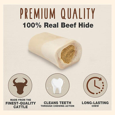 Cadet Stuffed Shin Bone, Long Lasting Dog Bones for Aggressive Chewers, High Protein Filled Dental Chew, Bully Stick Beef Flavor Filling, 5-6" for Large Dogs