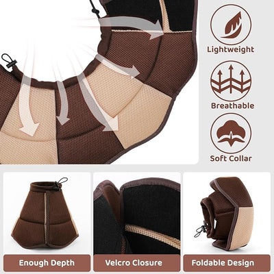 Dog Cone - Soft Cone for Dogs to Stop Licking, Pet E-Collar Alternative After Surgery, Adjustable Pet Recovery Collar for Wound Healing, Brown Medium