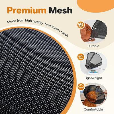 Breathable Mesh Dog Cone Collar for Surgery, Soft Elizabethan Recovery Alternative to Stop Licking,Pet Neck Collar for Large Medium Small Breeds, S, Matte Black