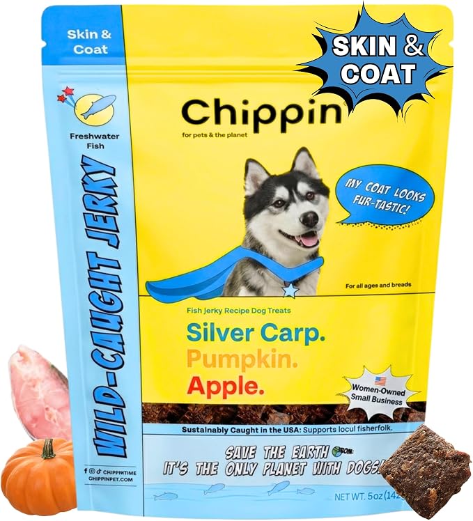Fish Dog Treats for Skin & Coat, Healthy Soft Chews with Real Pumpkin, Grain Free, Easy to Digest for Training or Rewards for Small, Large Dogs, Natural Ingredients for Sensitive Stomach, Made in USA