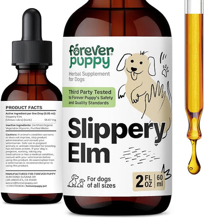 Forever Puppy Slippery Elm Tincture for Dogs, 2 fl oz | Digestive & Gut Support, Slippery Elm Bark Drops, Soluble Fiber, All Breeds & Sizes, Liquid Vitamins and Supplements