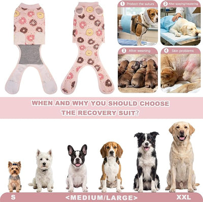 Recovery Suit for Dogs Cats, Dog Surgery Suit for Female Spay Male Neuter | Anti-Licking Dog Cone Alternative Onesie, Dog Surgical Recovery Suit After Abdominal Wounds, Pink, Large