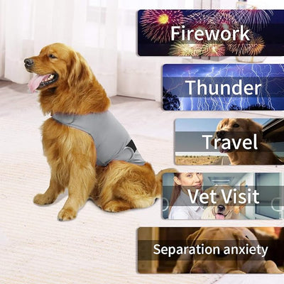 Comfort Dog Anxiety Relief Coat, Dog Anxiety Calming Vest Wrap for Thunderstorm,Travel,4th of July Fireworks,Vet Visits,Separation Anxiety Relief for Dogs (Large(Pack of 1), Light Gray)