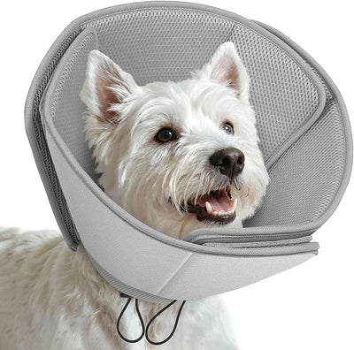 AOFITEE Dog Cones for Medium Dogs, Soft Dog Cone Collar After Surgery, Adjustable Cone for Dogs to Stop Licking, Breathable Pet E-Collar Alternative for Wound Healing(Grey,Medium)