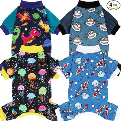 XPUDAC Dog Pajamas Clothes for Small Dogs Boy Girl, Doggie Pjs Puppy Onesies Outfits Pet Clothes for Dog Cat Christmas Pajamas, 4 Styles (Universe, Medium)