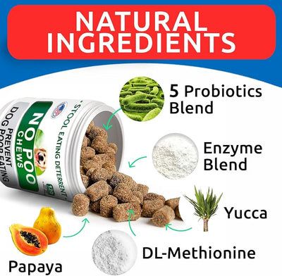 BARK&SPARK NO Poo Treats - Prevent Dog Poop Eating - Coprophagia Treatment - Stool Eating Deterrent - Probiotics & Enzymes - Digestive Health + Breath Aid - Made in USA - (240 Ct - Chicken)