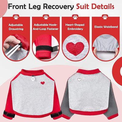 Lukovee Recovery Suit for Dogs - Padded Elbow Protector to Stop Licking, Long Sleeve for Pet Male Female Dog Front Leg Injuries Shoulder Wounds After Surgery Cone Alternative (R,M)