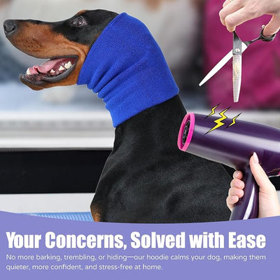 Dog & Cat Calming Hoodie - Anxiety Relief Ear Protector, Noise-Canceling Head Cover for Grooming, Bath, Force Drying, Thunder & Fireworks