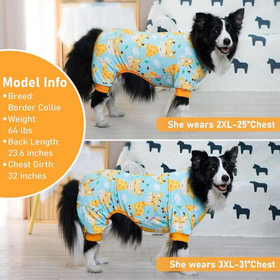 KYEESE Dog Pajamas Soft Pet Clothes Giraffe Dog Pjs Pet Onesie Stretchy Comfy Pet Costume Coat, XX-Large