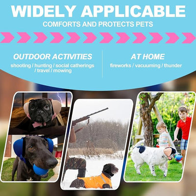 PROHEAR Dog Ear Muffs Hearing Protection for Dogs, NRR 28dB Noise Cancelling Headphones, Easy to Adjust Dog Hearing Protection Earmuffs for Thunder, Hunting, Tourism, Cars, Racing, Large, Blue