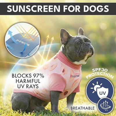 Spark Paws Sunblock Dog T-Shirt, SPF30 Protection, Lightweight Breathable Quick Dry for Dogs with Sensitive Skin - Watermelon & Peach (Set of 2) - 5XL