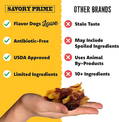 Savory Prime Sweet Potato & Duck Jerky Wrap Dog Treats, Made with 100% Real Duck Breast, Farm Raised, Rawhide Free, Healthy, Easily Digestible, Limited Ingredient, 3 Pounds (Pack of 1)