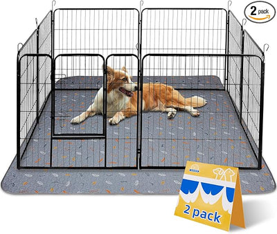 Sunheir Washable Pee Pads for Dogs Extra Large 36" x 48" 2-Pack Reusable Puppy Pads Pet Training Pads, Whelping Pad, Non-Slip Protects Against Urine Leakage (Leaves - Light Grey, 36x48)