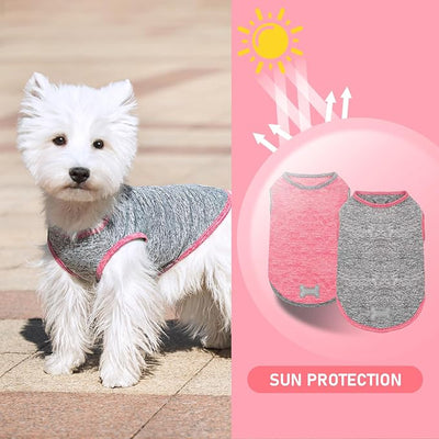 KYEESE 2Pack Dog Shirt, Lightweight Sun Protection Sleeveless Dog T Shirts for Large Dogs, Breathable Pet Reflective Tank Top Summer Dogs Clothes for Outdoor Walking, Coral Red+Grey, 3XL