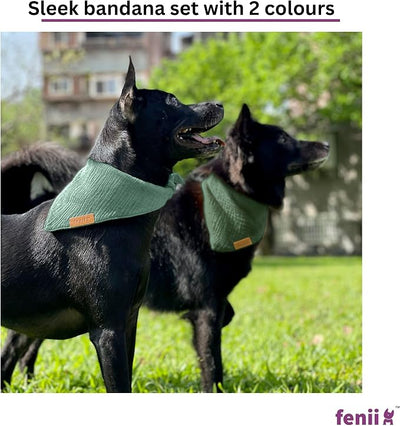 Premium Cotton Dog Bandanas - 2 Pack - Adjustable Fit - Washable - for Small, Medium & Large Breeds - Girl & Boy Dog Accessories - Multiple Sizes (Forest Green & Seafoam Green, Small)