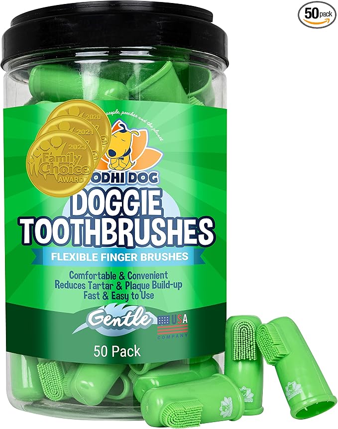 Bodhi Dog Finger Toothbrush for Dogs & Cats - Puppy Toothbrush with Soft Flexible Silicone Bristles, Gentle for Sensitive Gums, Promotes Healthy Teeth & Gums, Easy Teeth Cleaning Tool (50 Count)