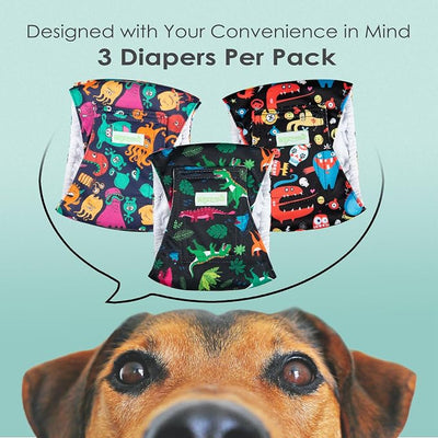 wegreeco Washable Male Dog Belly Band (Stylish Pattern)- Pack of 3 - Male Dog Belly Wrap, Dog Diapers Male (Childlike Creatures, Small)