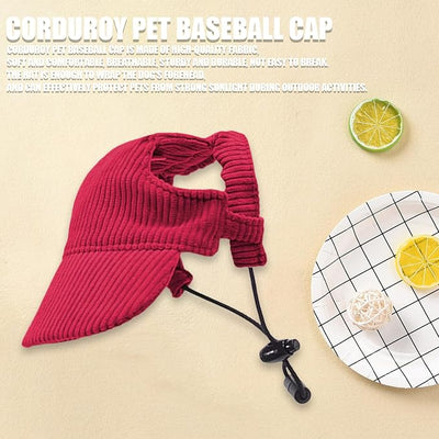 Dog Baseball Cap, Dog Cat Summer Beach Visor Hat with Ear Holes, Adjustable Puppy Sunbonnet Headdress (Red, X-Large)