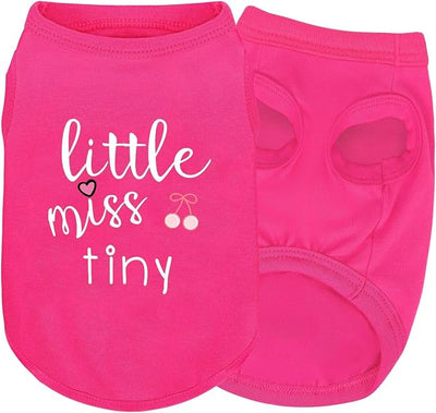 Pink Cotton Dog Shirt with 'Little Miss Tiny' Print, Soft & Breathable Pet Apparel for Small to Large Dogs, All-Season Sleeveless Vest, Cute and Comfortable Dog Outfit.Pink CherryXXL