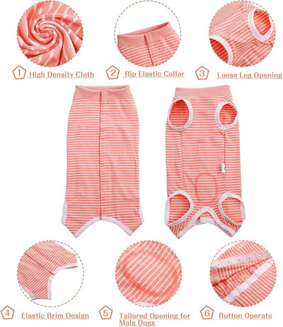 SAWMONG Recovery Suit for Dogs After Surgery Professional, Dog Spay Surgical Suit for Female Dogs, Dog Onesie Bodysuit for Surgery Male Substitute E-Collar Cone, Pink, X-Large