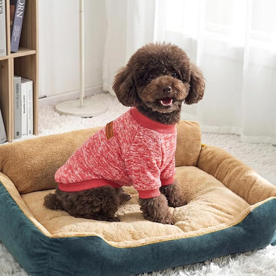 2 Pack Dog Sweaters for Small Dogs Girl Boy Winter Fleece Clothes Warm Soft Dog Sweatshirt Outfit for Dogs Cats Pet Apparel (Rose+Red, XS (Back: 9.8",Chest: 13.7", 3.5-5.5lbs))