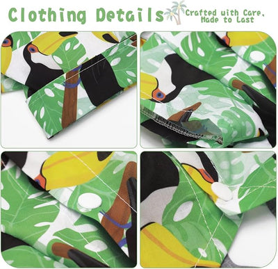 Hawaiian Dog Shirt – Lightweight and Breathable Summer T-Shirt with Tropical Prints, Fun Beach Outfit for Small, Medium, and Large Dogs, Perfect for Hot Days and Outdoor Vacation.Hornbill XXL