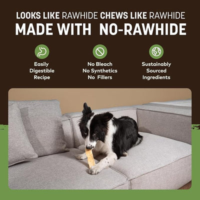 Earth Animal No Hide Strips - Natural Rawhide Free Dog Chew Strips, Pork - 16 Count