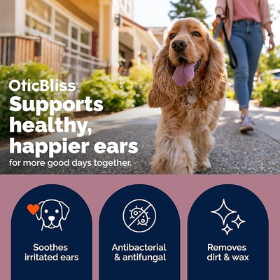 Vetnique Oticbliss Dog Ear Infection Treatment for Dogs & Cats, Otic Ear Solution with 0.2% MicroSilver BG and 1% Hydrocortisone, Medicated Drops for Yeasty Odor, Discharge, Redness, Swelling