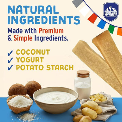 Himalayan Dog Chew Yogurt Sticks, Yogurt, Dog Treats with Prebiotics, Probiotics & Protein, Digestive Support, Lactose & Gluten Free, Natural Dog Treat for All Breeds, Made in America, 4pk