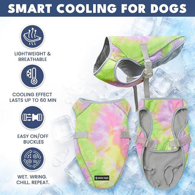 Spark Paws Dog Cooling Vest - SPF 50 UV Sun Protection - Summer Heat Relief Gear for Dogs, Lightweight, Evaporative Cooling - Dog Anxiety Relief Vest During Hot Days - Neon Purple - Size S