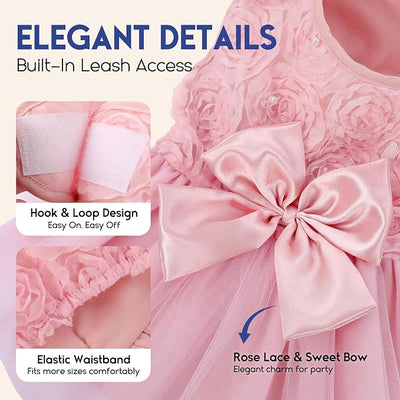 ASENKU Dog Dress Pet Wedding Dress Princess Lace Puppy Birthday Party Outfit Formal Apparel Girl for Small Medium Dogs Cats (XX-Small, Pink)
