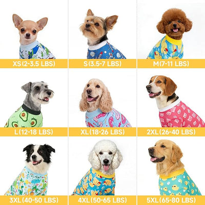 XPUDAC 4 Pack Dog Pajamas for Medium Large Sized Doggie Comfy Strechy Dog Pjs for Boy Puppy Clothes Cat Onesies Pet Outfits, 5XL