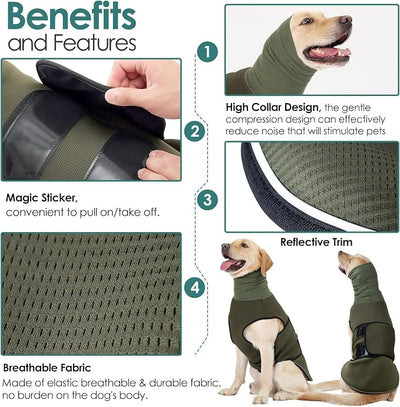 AOFITEE Dog Anxiety Calming Hoodie, Thunder Jacket for Dogs Anxiety, Breathable Calming Shirt for Fireworks, Thunder, Travel, Separation, Pet Hoodies for Noise Block & Ear Protection, XS