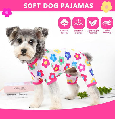 Dog Pajamas Spring Summer Dog Clothes for Small Medium Dogs Girl Boy Cute Soft Puppy Pjs Clothes Doggie Onesies Cat Pet Outfit (Rose,M)
