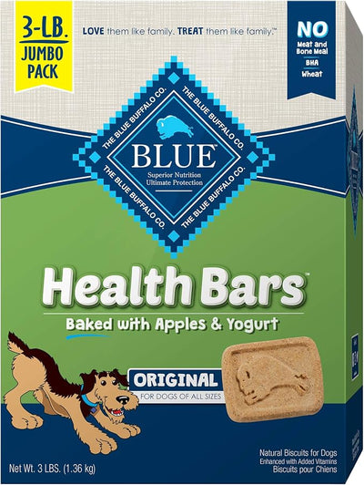 Blue Buffalo Health Bars Natural Crunchy Dog Treats Biscuits Apple & Yogurt 48-oz box