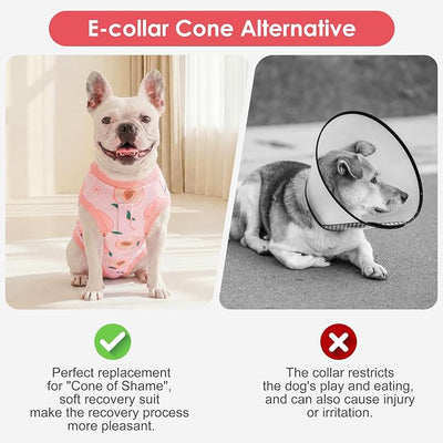 cyeollo Dog Surgery Recovery Suit, Soft Dog Onesie, E-Collar & Cone Alternative, Spay Neuter Suit for Male Female Dogs, Anti-Licking Wound Surgical Clothes, Comfy Body Suit for Small Dogs, Peach XS