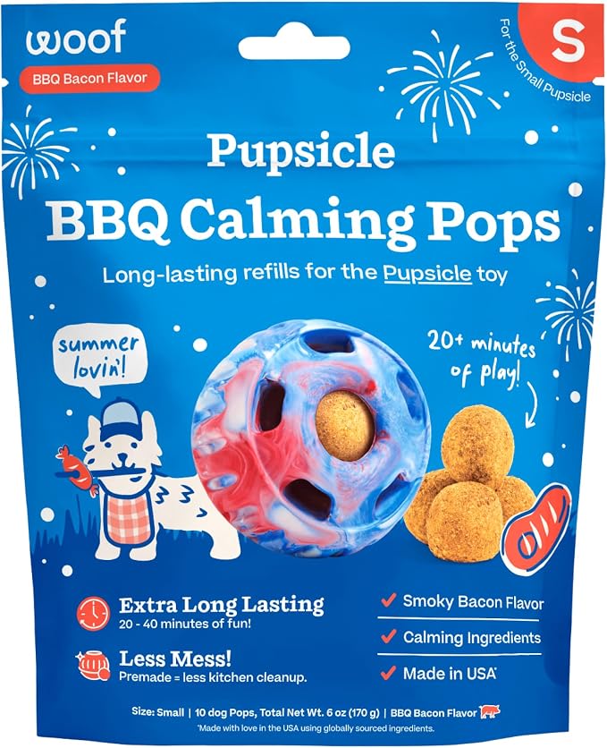 WOOF Refill BBQ Pops & Summer Pupsicle Favorite Distraction Grain-Free Smokey Beef Flavor Lickable Dog Treats - Small 10 Count