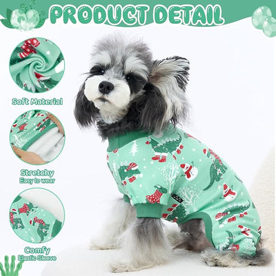 XPUDAC 4 Pack Dog Pajamas Cute Dog Clothes for Small Medium Dogs Boy Stretchy Soft Pjs Jammies Outfit Puppy Onesies for Winter, XS
