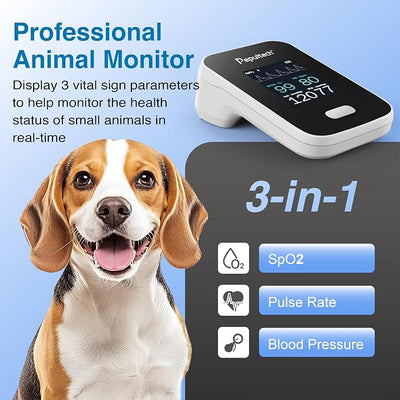 Bluetooth Veterinary Patient Monitor,Track Spo2 & Blood Pressure & Pulse Rate for Home Pet Care, 2.8inch Display and Free APP,Dog Pulse Oximeter for Famlily Clinic Use (AM6200A)