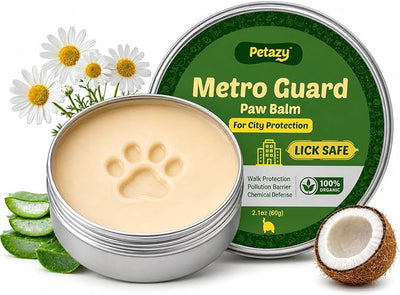 Petazy Dog Paw Balm – Metro Guard Formula for Hot Pavement, Pollution & City Surfaces | Lick-Safe, Natural Shield with Beeswax, Aloe Vera & Vitamin E | Paw & Nose Balm for Dogs & Cats, 2.1 oz