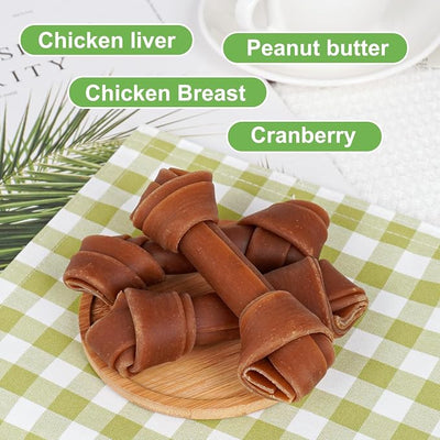 MON2SUN Rawhide Free Dog Treats, Peanut Butter Bones, 5 Inch 6 Count Chews for Small and Medium Dogs, Healthy Bones for Balanced Nutrition (Peanut Butter, 12.7 Ounce -Pack of 1)