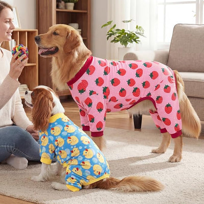 XPUDAC 4 Pack Dog Pajamas for Small Dogs Pjs Clothes Puppy Onesies Outfits for Doggie Duck Shirts Sleeper for Pet Cats Jammies-L